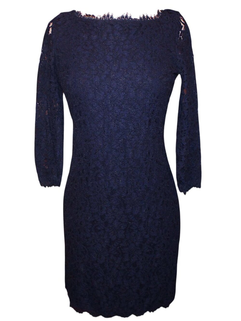 DVF Diane von Furstenberg Zarita Navy Blue Lace Dress Sz 4 - Picture 2 of 13